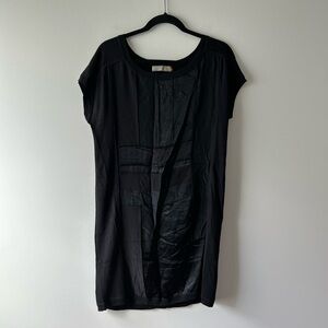 Cluny black mixed media short sleeve dress